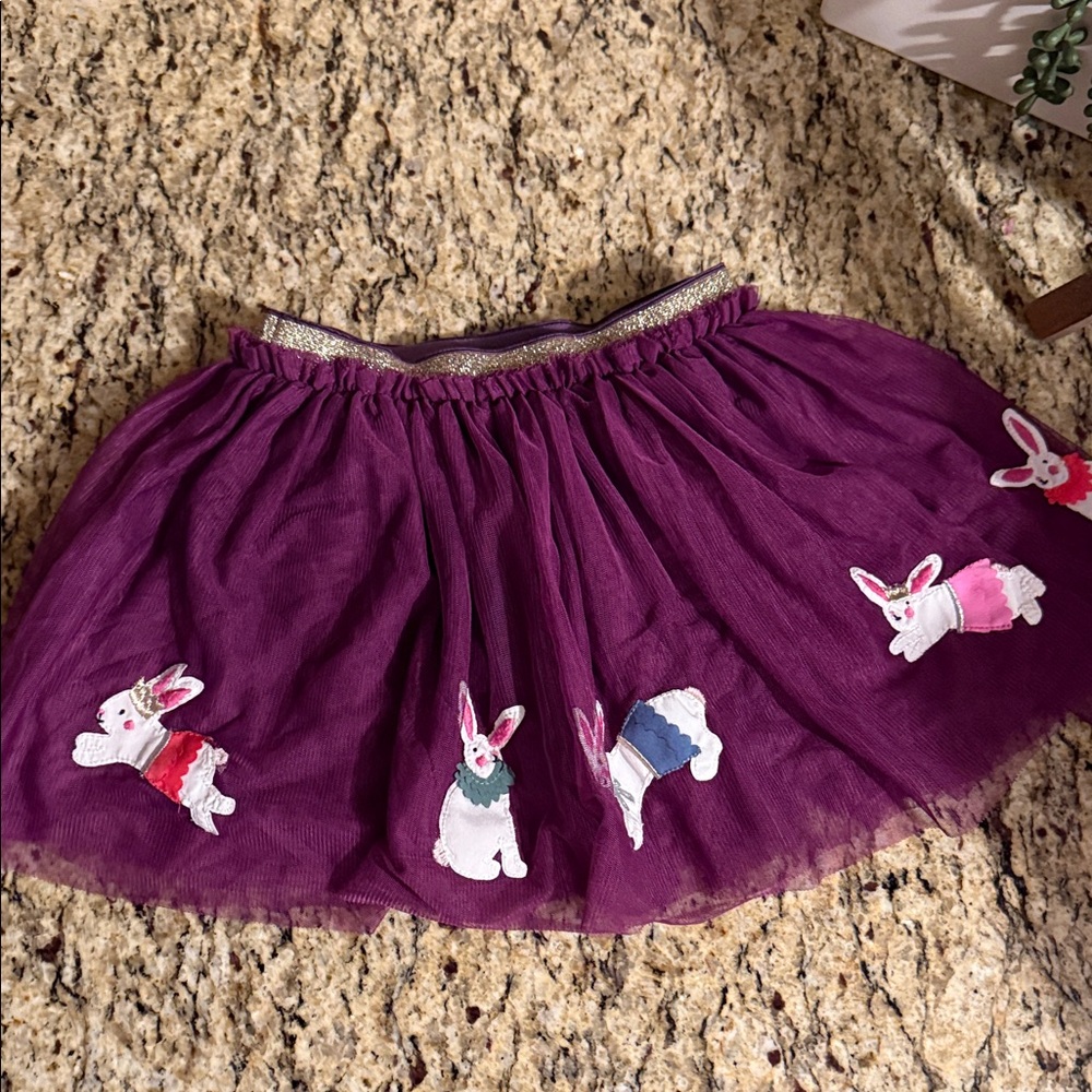 Mini Boden Purple & Gold Tulle Skirt with‎ Bunny Appliques